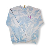 Light Blue Bleached + White/Purple Gradient Crews