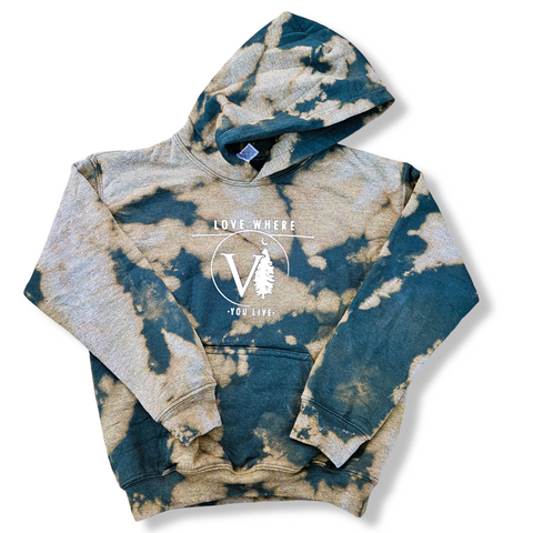 Youth Forest Green Bleached + White Hoodies
