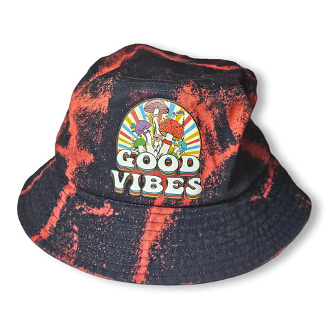 GoodVibes Navy Bleached Bucket Hats