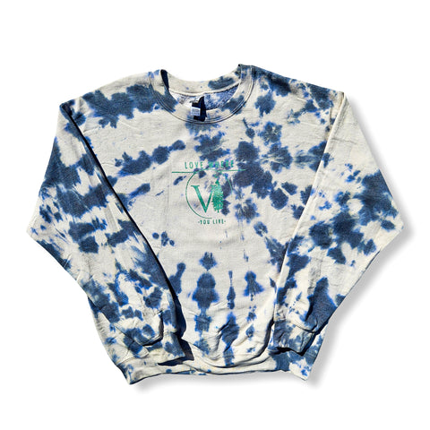 Khaki Tie Dyed (Black) + Metallic Green Crewneck