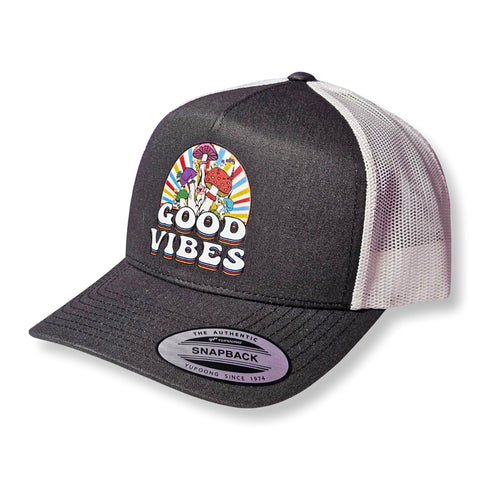 Goodvibes Grey/White Snapback Trucker Hats