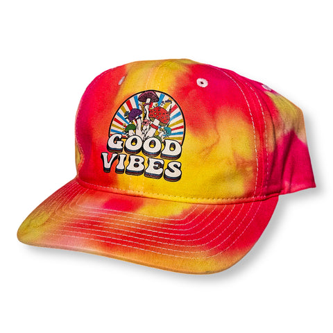 Goodvibes Pink/Yellow Tie Dye Flexfit Hats