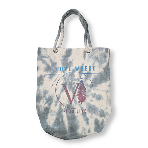 Tie Dyed Khaki Tote Bag (Rope Handles)