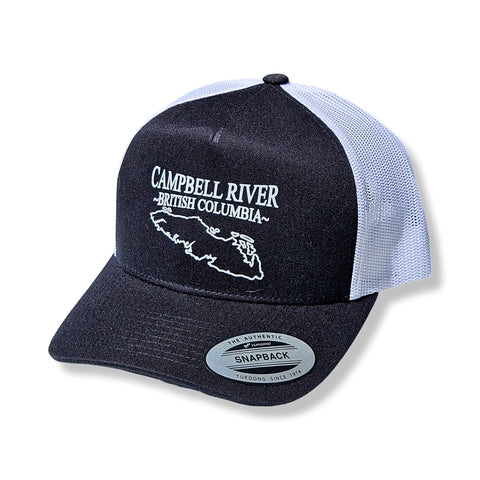 Campbell River Black/White Snapback Trucker Hats
