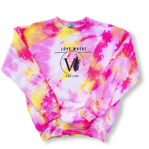 Youth Pink/Yellow Tie Dyed + Black Crews